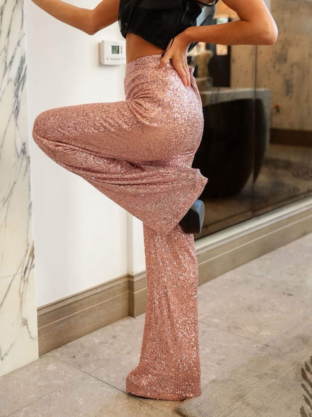 Rosey gold sequins trousers